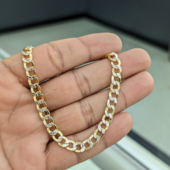 10kt Real Gold Cuban DIamond Cut Bracelet 6.4mm 9 inch